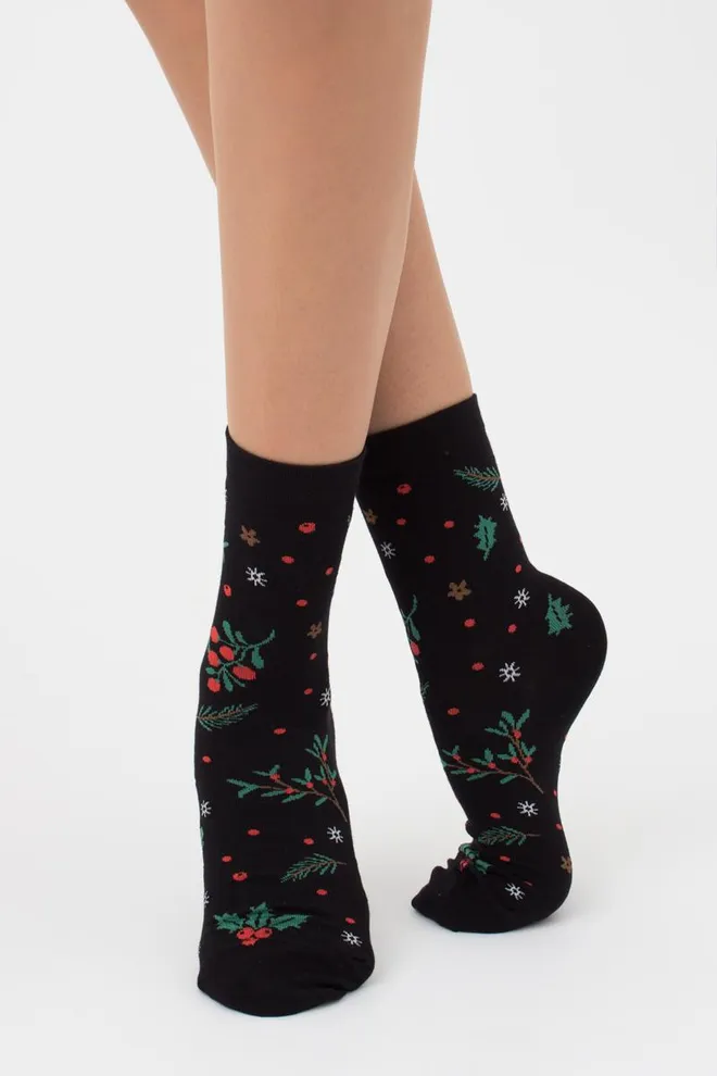 Носки женские классические с принтом WS3 autumn 006 Giulia (black)