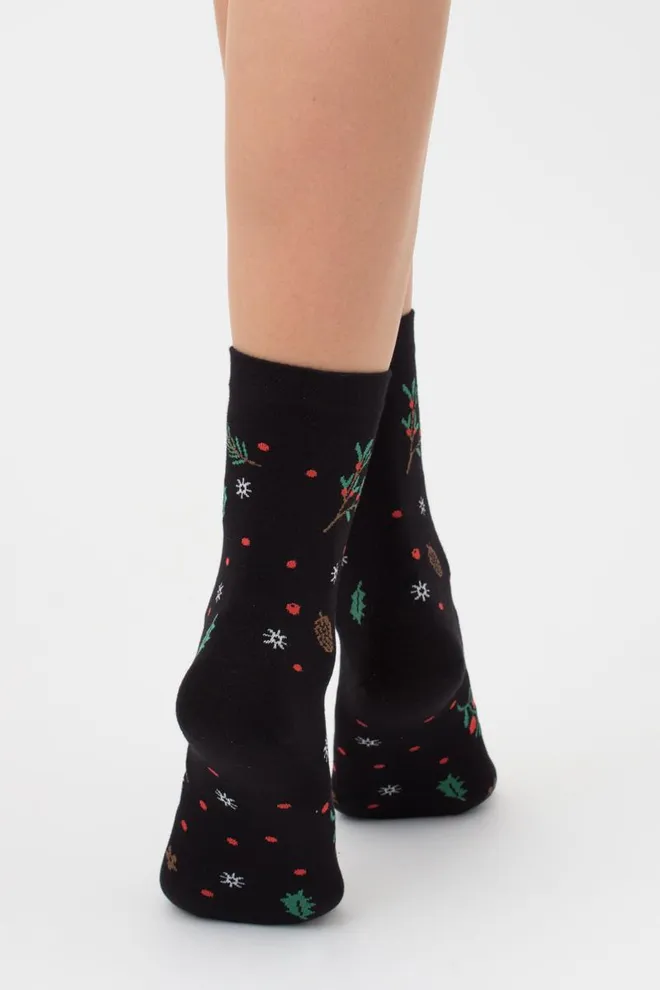Носки женские классические с принтом WS3 autumn 006 Giulia (black)