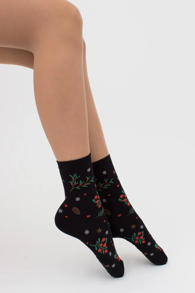 Носки женские классические с принтом WS3 autumn 006 Giulia (black)