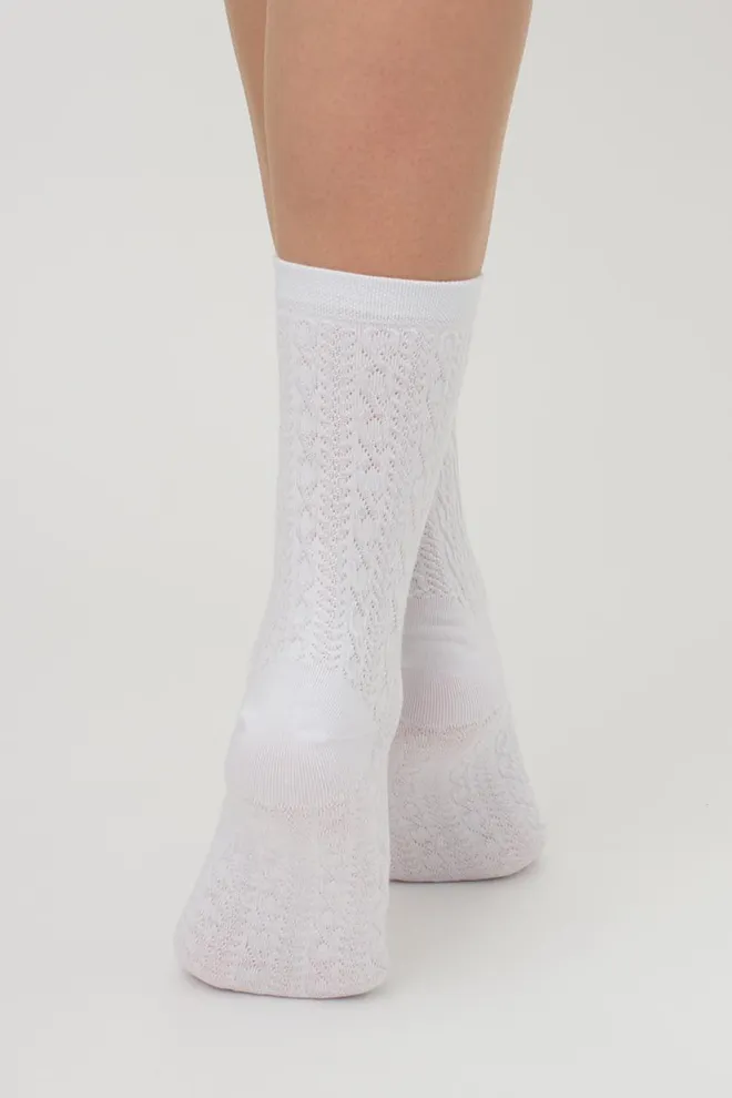 Жіночі високі шкарпетки з фактурним малюнком Ws3 Background 001 Giulia (white), білий