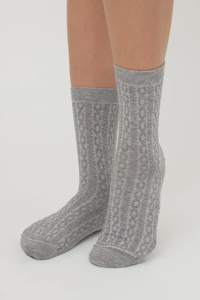 Носки женские классические с фактурным рисунком Ws3 Background 001 Giulia (light grey melange), серый