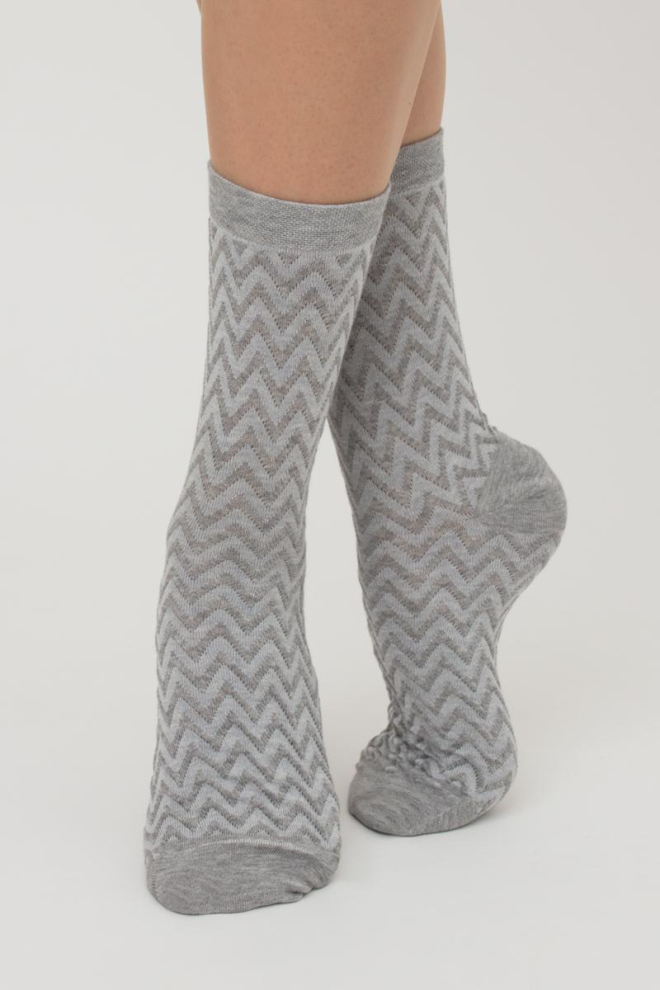 Жіночі високі шкарпетки з фактурним візерунком Ws3 Background 002 Giulia (light grey melange)