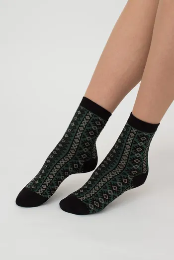 Жіночі високі шкарпетки з візерунком Ws3 Background 005 Giulia (black/green)