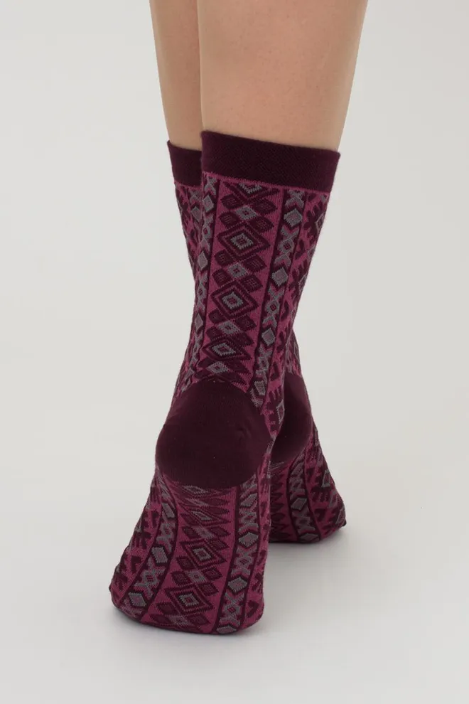 Жіночі високі шкарпетки з візерунком Ws3 Background 005 Giulia (vintage grape/fuchia)
