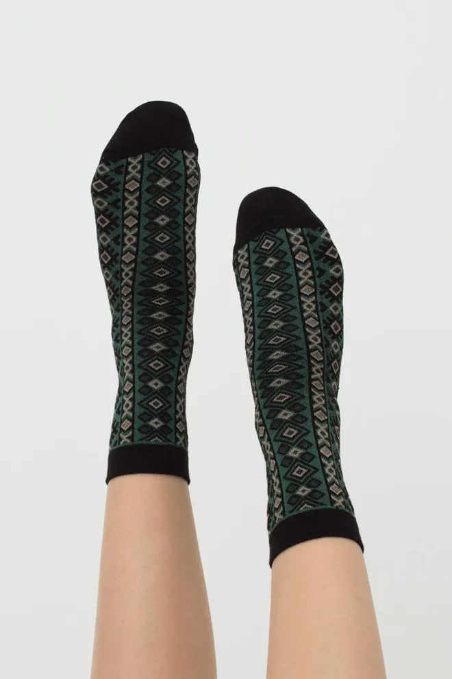Жіночі високі шкарпетки з візерунком Ws3 Background 005 Giulia (black/green)