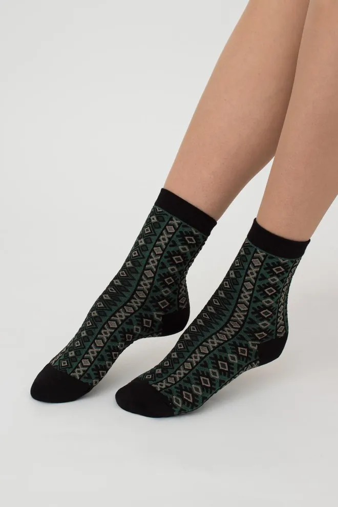 Жіночі високі шкарпетки з візерунком Ws3 Background 005 Giulia (black/green)