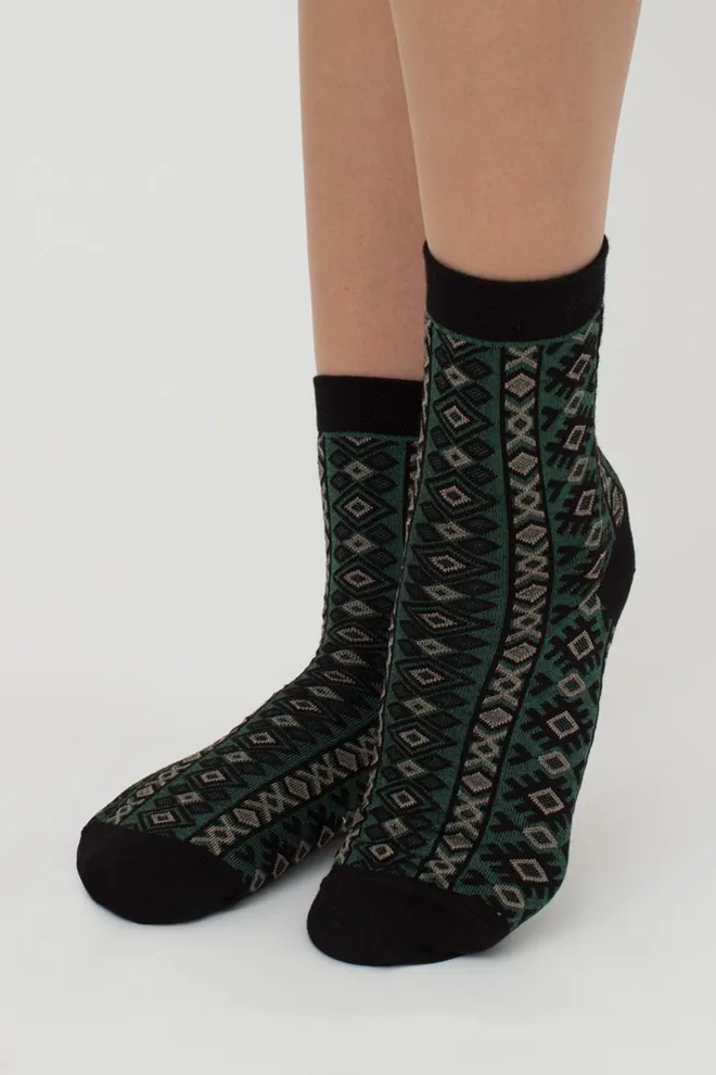 Жіночі високі шкарпетки з візерунком Ws3 Background 005 Giulia (black/green)