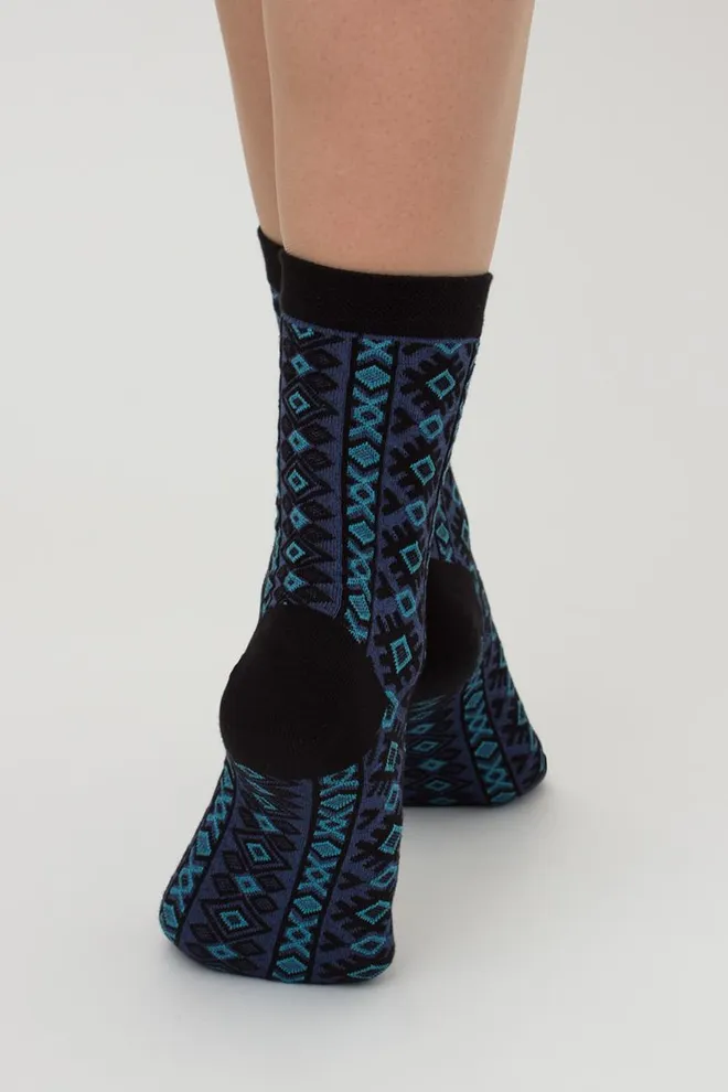 Жіночі високі шкарпетки з візерунком Ws3 Background 005 Giulia (black/jeans)