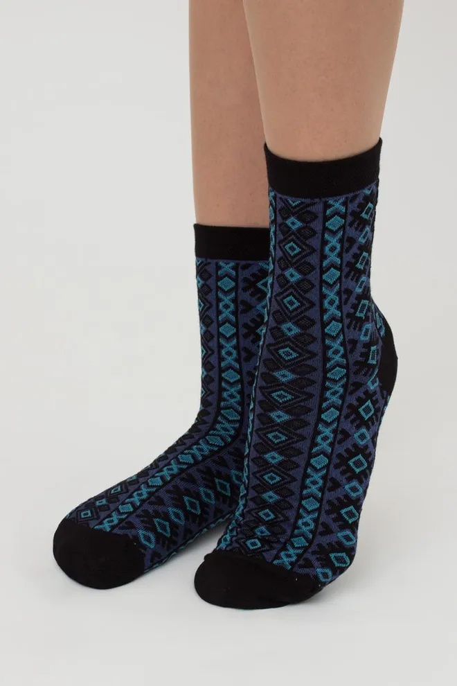 Жіночі високі шкарпетки з візерунком Ws3 Background 005 Giulia (black/jeans)