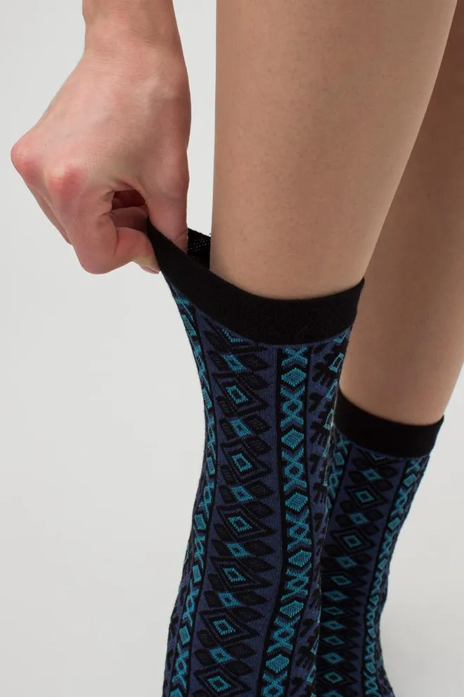 Жіночі високі шкарпетки з візерунком Ws3 Background 005 Giulia (black/jeans)