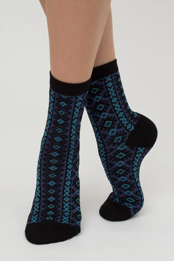 Жіночі високі шкарпетки з візерунком Ws3 Background 005 Giulia (black/jeans)