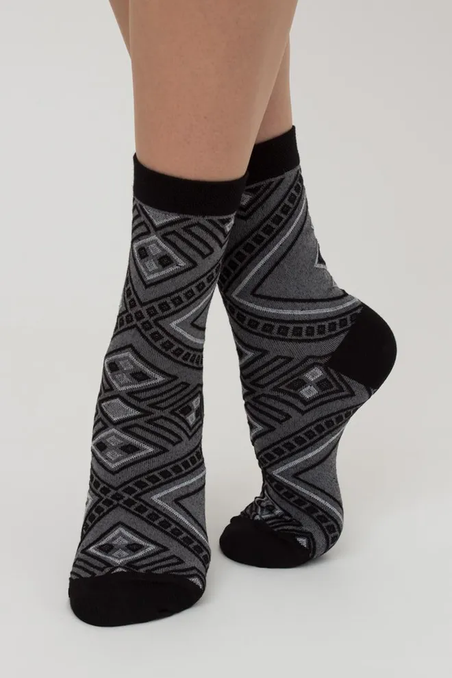 Жіночі високі шкарпетки з візерунком Ws3 Background 006 Giulia (black/steel)