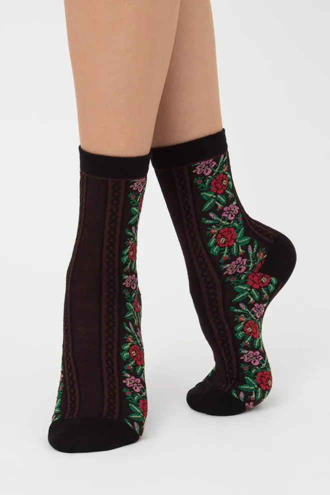 Носки женские классические с орнаментом Ws3 Background 007 Giulia (black), черный