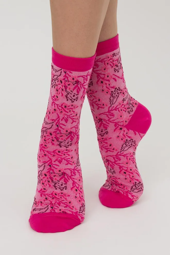 Носки женские классические с рисунком Ws3 Background 008 Giulia (fuxia), розовый