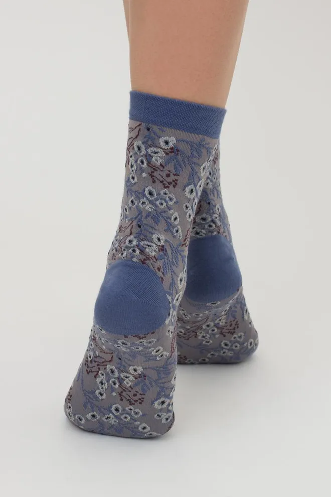 Носки женские классические с рисунком Ws3 Background 008 Giulia (jeans), синий