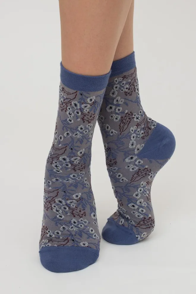 Носки женские классические с рисунком Ws3 Background 008 Giulia (jeans), синий