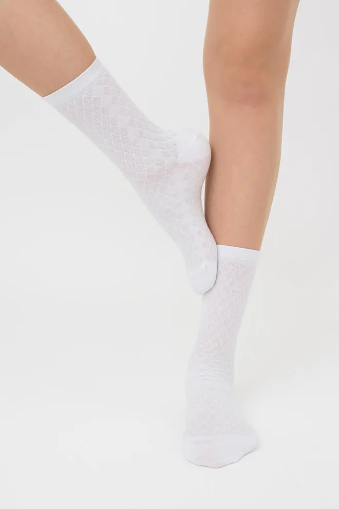Жіночі високі шкарпетки з візерунком Ws3 Background 009 Giulia (white), білий
