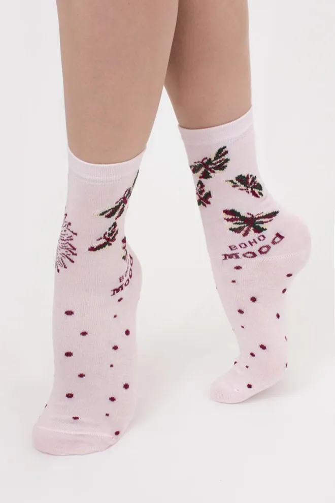 Шкарпетки бавовняні з малюнком метеликів WS3 Boho (F) 001 Giulia (blushing bride)