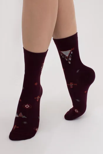 Хлопковые носки с этническими рисунками WS3 Boho 002 Giulia (vintage grape) Хлопковые носки с этническими рисунками WS3 Boho 002 Giulia (vintage grape)