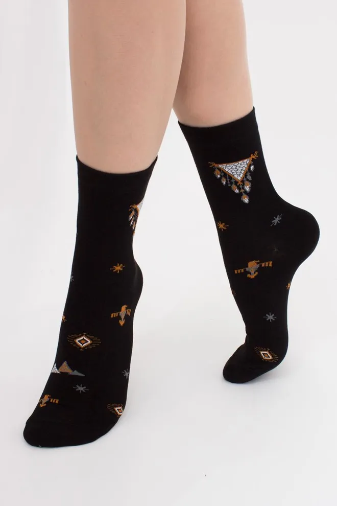 Хлопковые носки с этническими рисунками WS3 Boho 002 Giulia (black)