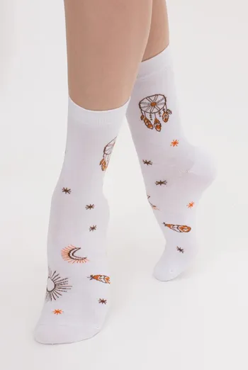 Хлопковые носки с рисунком WS3 Boho 003 Giulia (white) Хлопковые носки с рисунком WS3 Boho 003 Giulia (white)