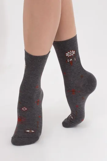 Хлопковые носки с рисунком ловца снов WS3 Boho 004 Giulia (asphalt melange) Хлопковые носки с рисунком ловца снов WS3 Boho 004 Giulia (asphalt melange)
