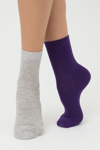 Шкарпетки жіночі класичні Ws3 classic Giulia 2 пари (violet indigo/silver melange)