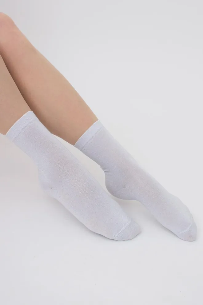 Шкарпетки жіночі з люрексом Ws3 Classic Lurex Giulia (white/silver)