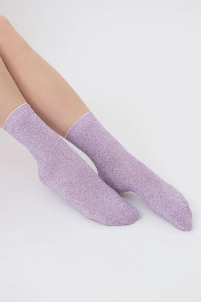 Шкарпетки жіночі з люрексом Ws3 Classic Lurex Giulia (white/pink)