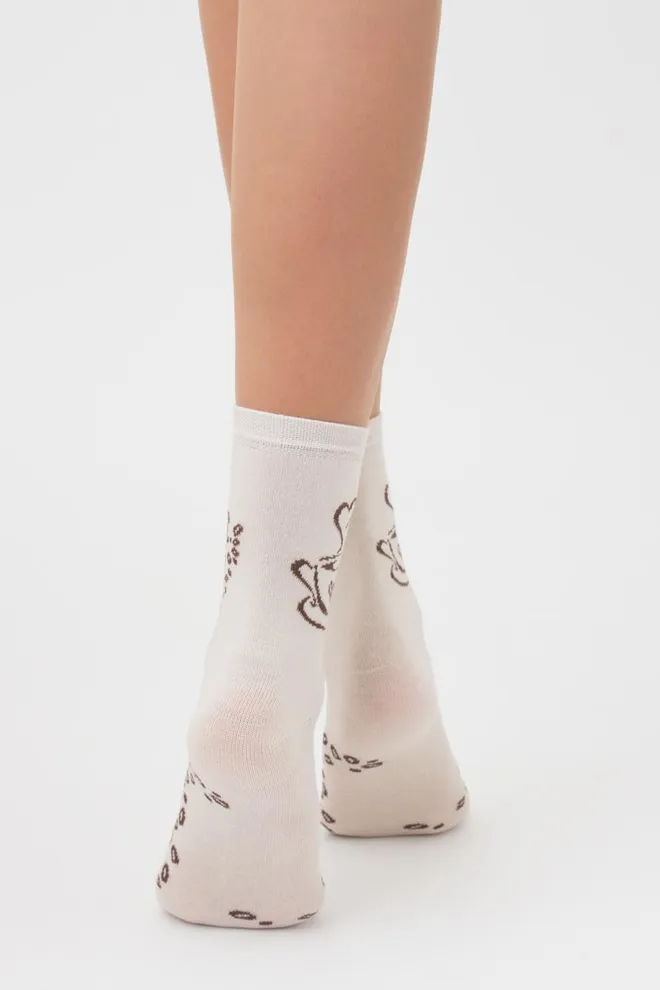 Носки женские классические с принтом WS3 coffee 001 Giulia (panna)