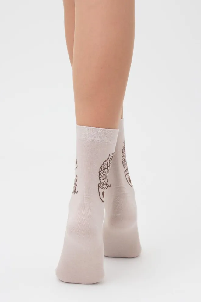 Носки женские классические с надписью WS3 coffee 002 Giulia (moonlight)