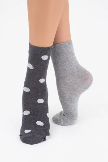 Шкарпетки жіночі класичні WS3 fashion 055 + WS3 classic Giulia 2 пари (light grey melange/dark grey melange)