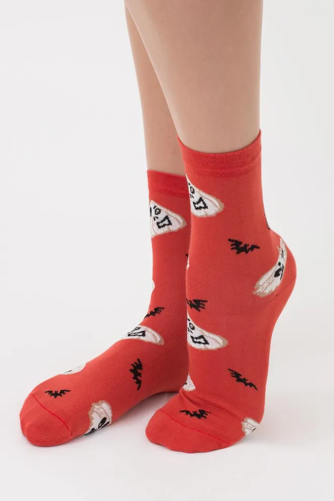 Шкарпетки жіночі з принтом WS3 Нalloween (F) 2301 Giulia (ceramite), помаранчевий