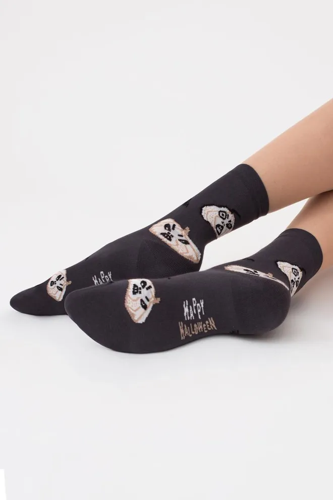 Шкарпетки жіночі з принтом WS3 Нalloween (F) 2301 Giulia (pirate black), чорний