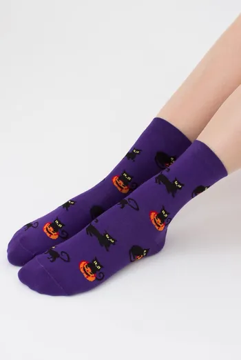 Носки женские классические с принтом WS3 Нalloween (F) 2302 Giulia (violet indigo) Носки женские классические с принтом WS3 Нalloween (F) 2302 Giulia (violet indigo)