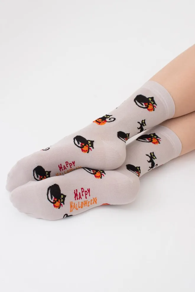 Носки женские классические с принтом WS3 Нalloween (F) 2302 Giulia (moonlight)