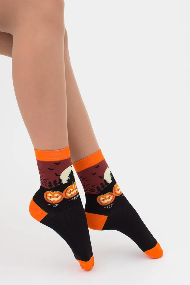 Носки женские классические с принтом WS3 Нalloween 005 Giulia (black)