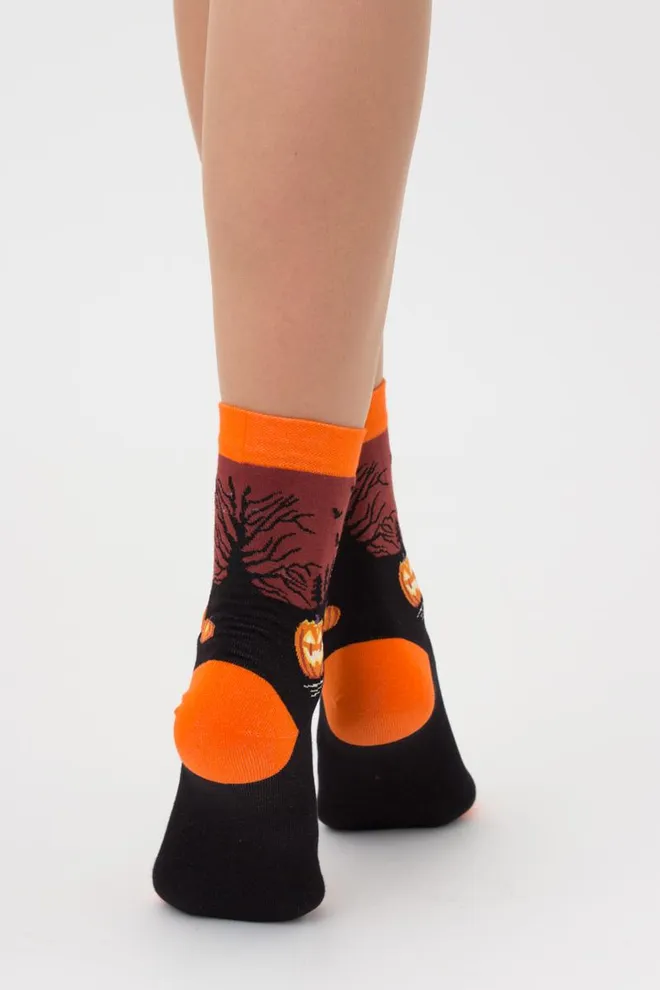 Носки женские классические с принтом WS3 Нalloween 005 Giulia (black)