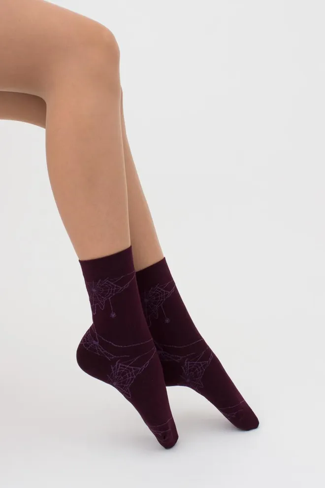 Носки женские классические с принтом WS3 Нalloween 006 Giulia (vintage grape)