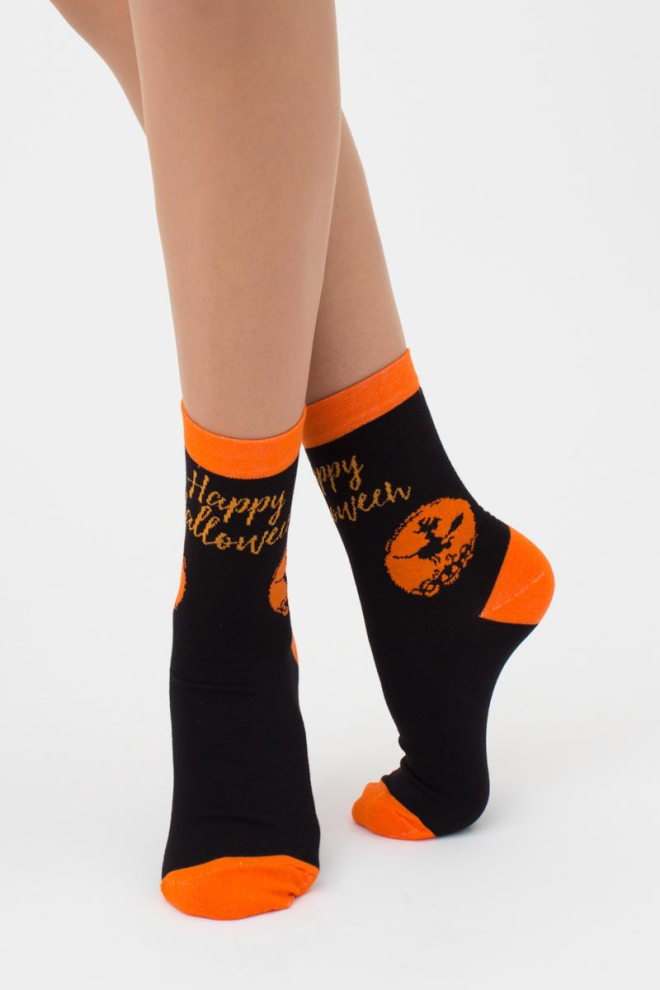 Шкарпетки жіночі класичні з принтом WS3 Нalloween 008 Giulia (black)