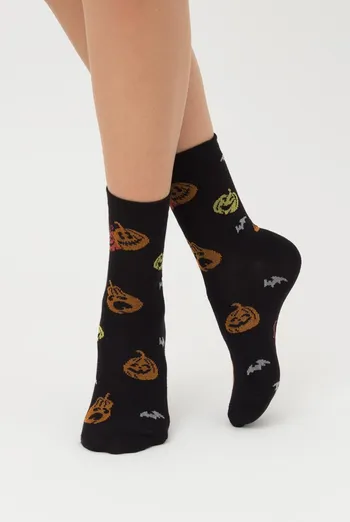 Носки женские классические с принтом WS3 Нalloween 2202 Giulia (black) Носки женские классические с принтом WS3 Нalloween 2202 Giulia (black)