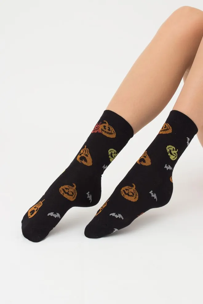 Носки женские классические с принтом WS3 Нalloween 2202 Giulia (black)