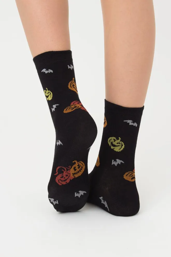 Носки женские классические с принтом WS3 Нalloween 2202 Giulia (black)