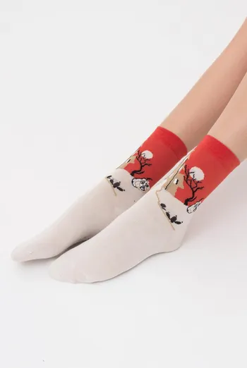 Шкарпетки жіночі класичні з принтом WS3 Нalloween 2303 Giulia (panna), бежевий