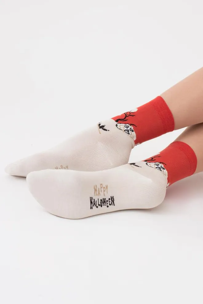 Шкарпетки жіночі класичні з принтом WS3 Нalloween 2303 Giulia (panna), бежевий