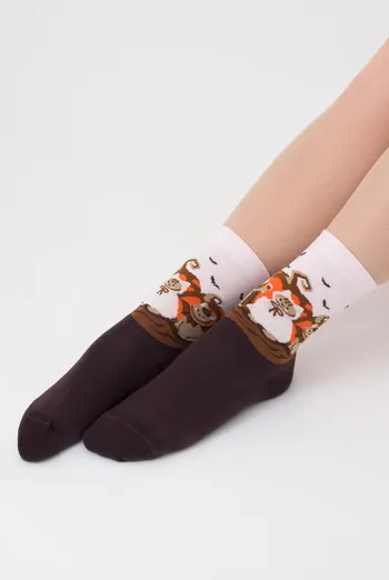 Женские носки с принтом WS3 Нalloween 2304 Giulia (caffe), коричневый
