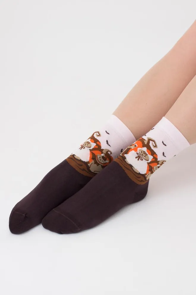 Женские носки с принтом WS3 Нalloween 2304 Giulia (caffe), коричневый