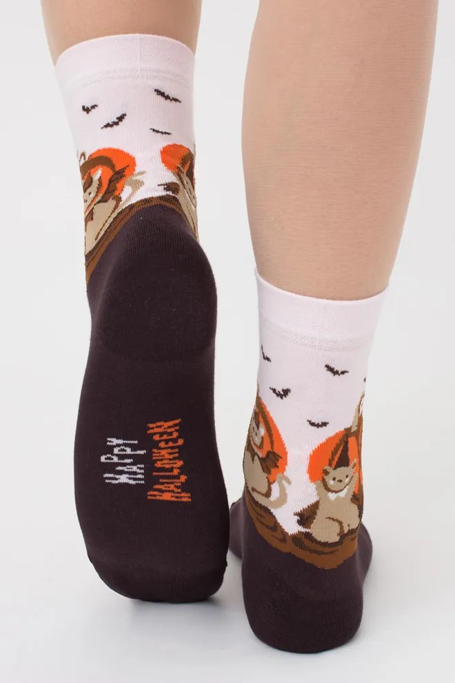 Женские носки с принтом WS3 Нalloween 2304 Giulia (caffe), коричневый