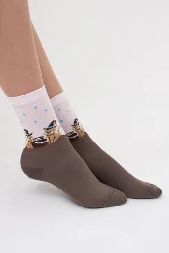 Шкарпетки жіночі класичні з малюнком WS3 Нalloween 2305 Giulia (haze), коричневий