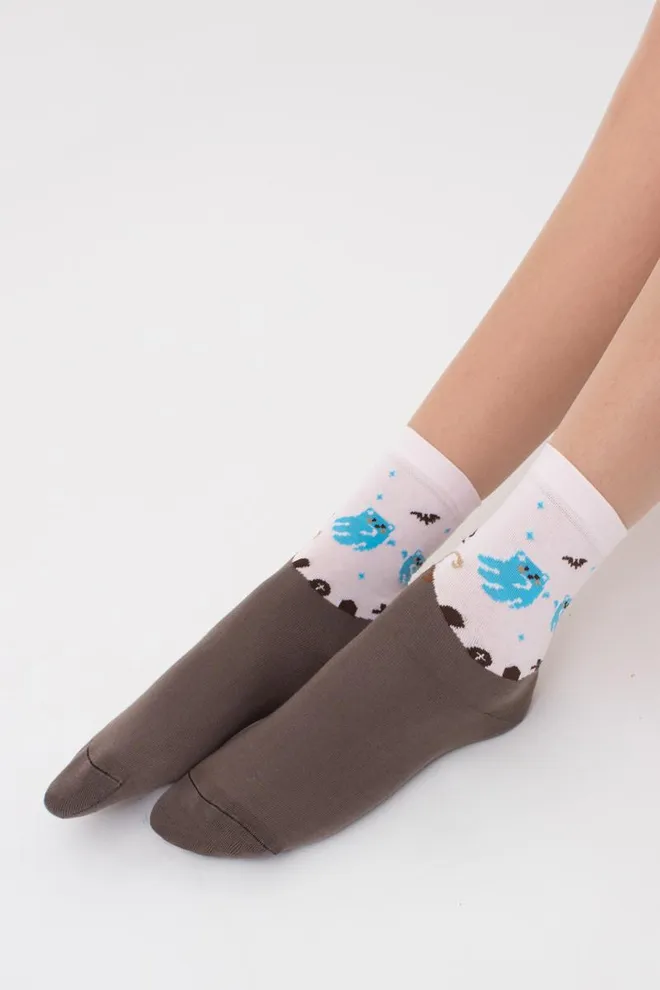 Шкарпетки жіночі класичні з малюнком WS3 Нalloween 2305 Giulia (haze), коричневий